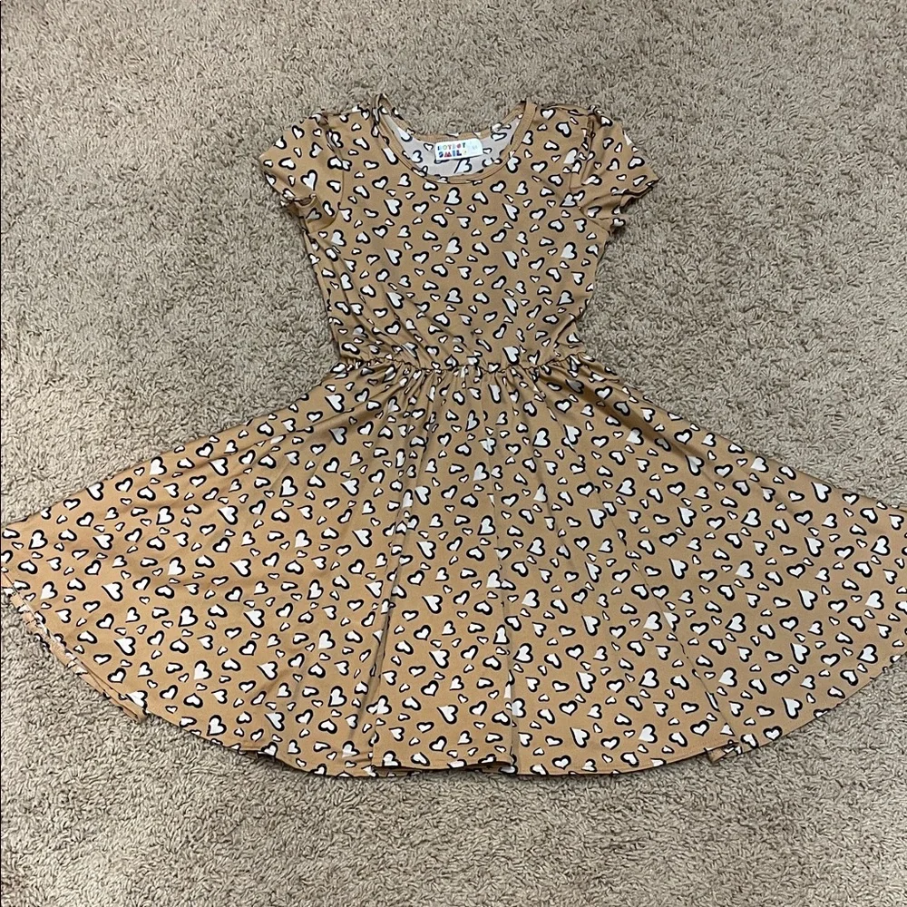 Dog dot smile Tan heart Print Kids Dress